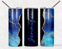 Cool Tone Watercolor & Navy Tumbler