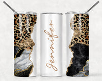 White & Black Marble Leopard Tumbler