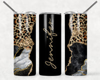 Black & White Marble Leopard Tumbler