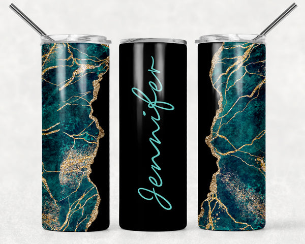 Emerald Marble & Black Tumbler