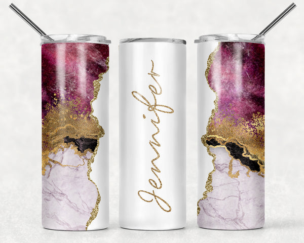 Crimson Marble & White Tumbler