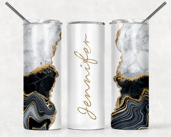 White & Black Marble Tumbler