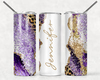 Purple & Cheetah Print With Sparkle & White Side Tumbler