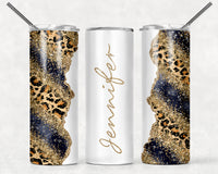 Leopard Print Navy & White Tumbler