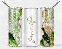 Green With Sparkle & Gold Accent Tumbler