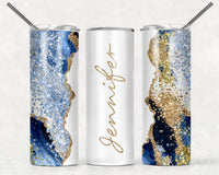 Blue With Sparkle & Gold Accent Tumbler