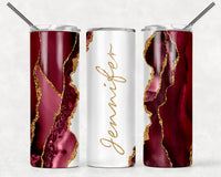 Red Watercolor With Gold Accent Tumbler