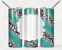 Turquoise Sparkle With Leopard Print Tumbler