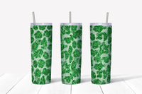 Green Cheetah Glitter Tumbler